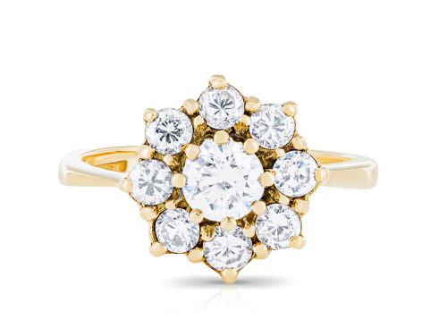 Diamond Flower 1.30ct 18ct Yellow Gold Ring (1)