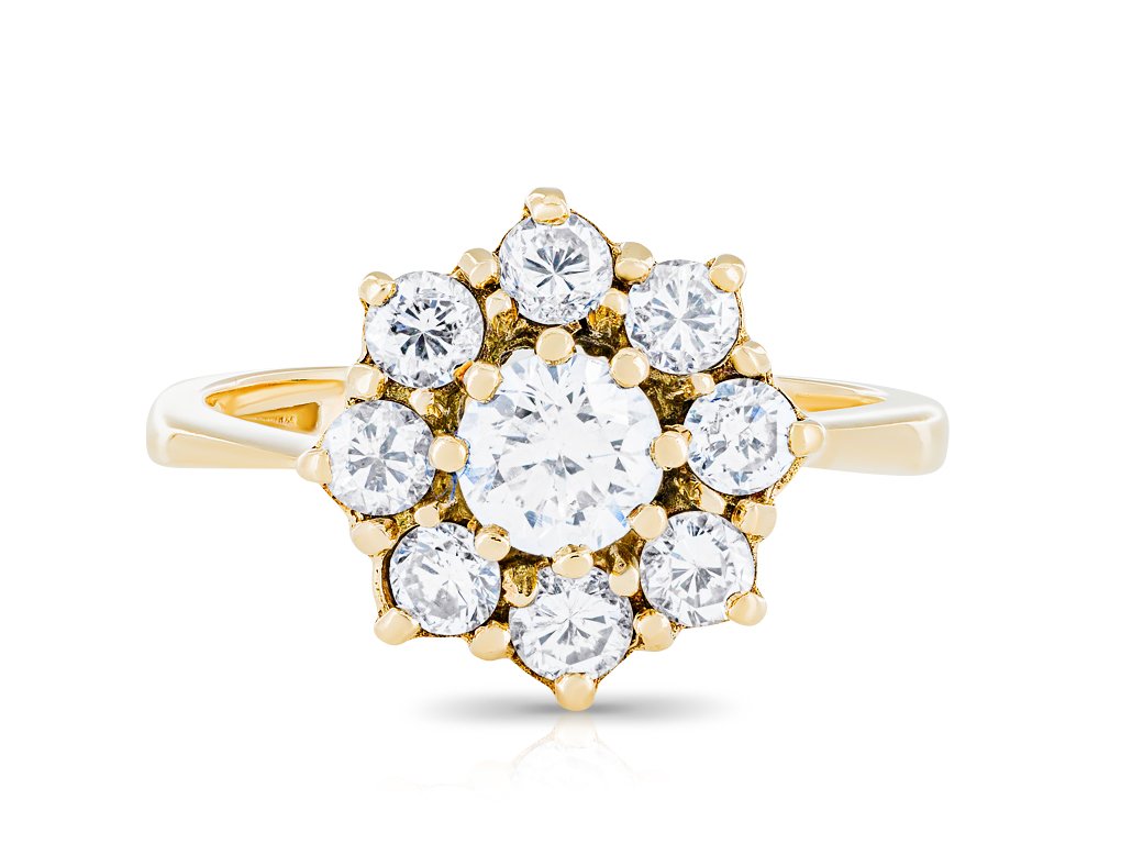 Diamond Flower 1.30ct 18ct Yellow Gold Ring (1)