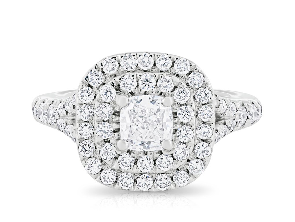 Double Halo Diamond 1.40ct Platinum Ring (1)