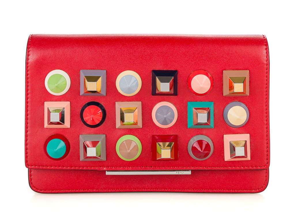 Fendi Vitello Liberty Studded Fiamma Multicolor Wallet On Chain (2)