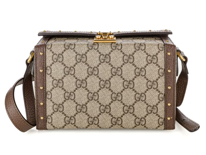 Gucci Brown Trunk Flap Lock GG Coated Canvas Bag (3)