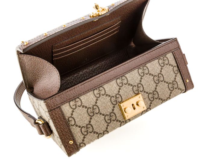 Gucci Brown Trunk Flap Lock GG Coated Canvas Bag - Image 5