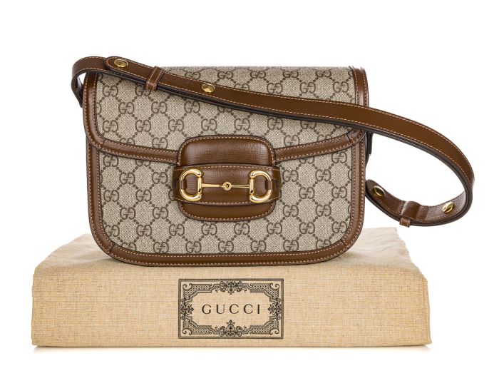 Gucci Horsebit 1955 Brown Canvas Bag (1)