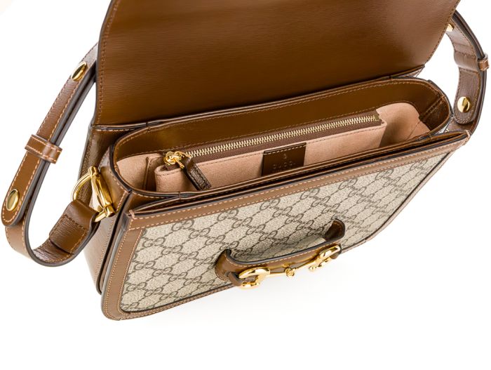 Gucci Horsebit 1955 Brown Canvas Bag - Image 5