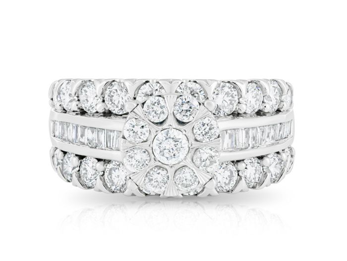 14ct White Gold 2.35ct Diamond Multi Row Engagement Ring (1)