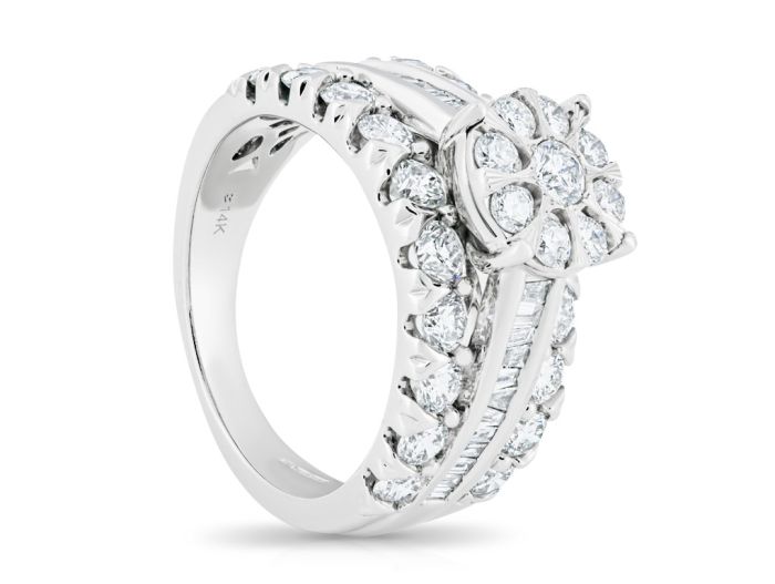 14ct White Gold 2.35ct Diamond Multi Row Engagement Ring - Image 2