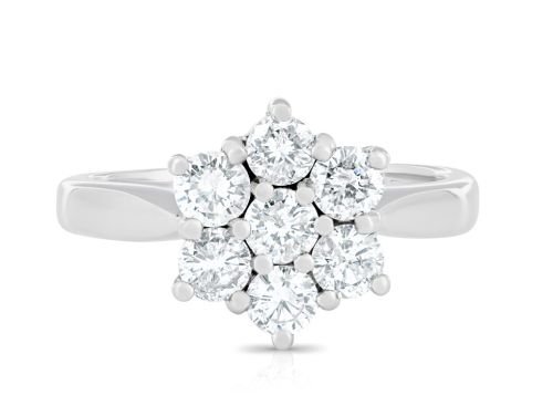 18ct White Gold 1.00ct Diamond Cluster Ring (1)