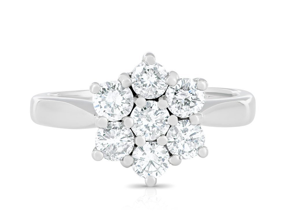 18ct White Gold 1.00ct Diamond Cluster Ring (1)
