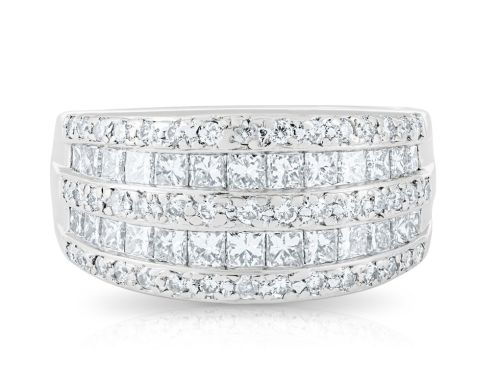 18ct White Gold Five Row Diamond 1.50ct Ring (1)