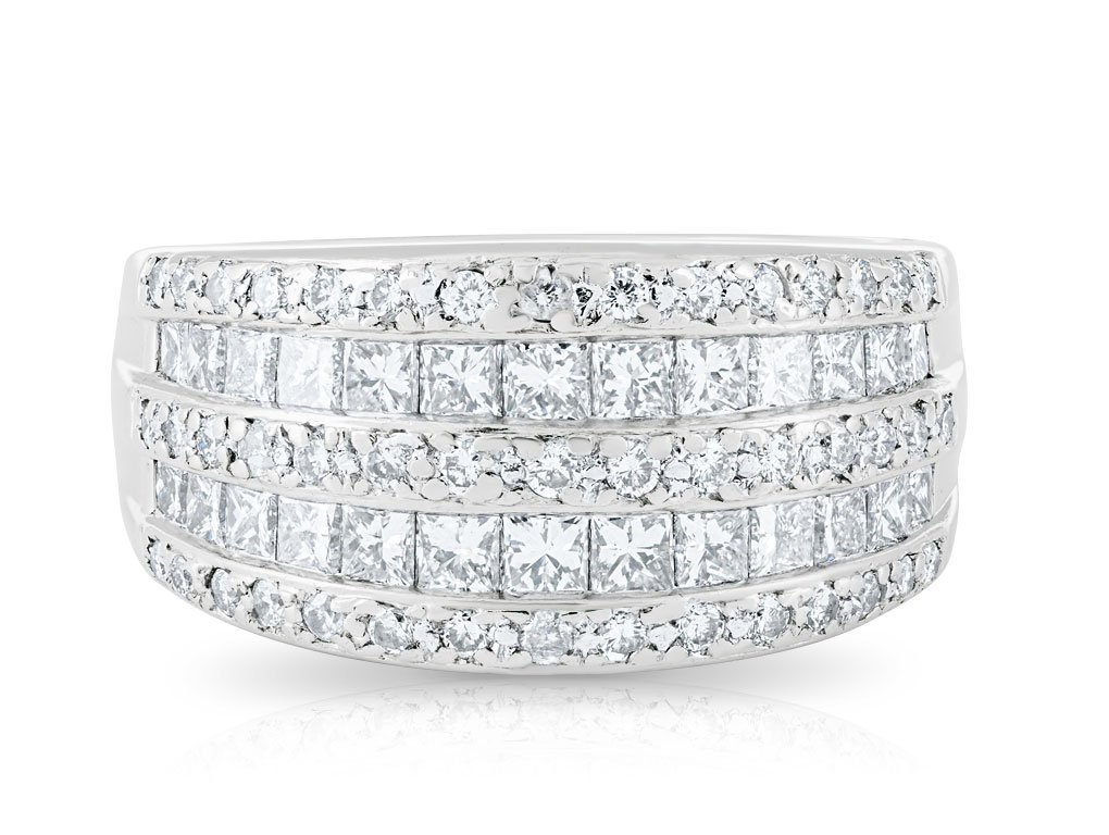 18ct White Gold Five Row Diamond 1.50ct Ring (1)