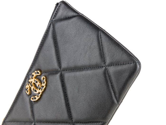 Chanel 19 Black Lambskin Pouch - Image 4