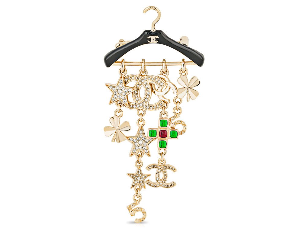 Chanel Crystal Gripoix CC Charms Hanger Brooch (1)