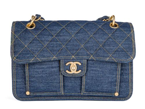 Chanel Double You CC Single Flap Blue Denim Bag (2)