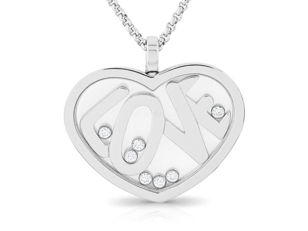 Chopard Happy Diamonds 18ct White Gold Heart Necklace (1)