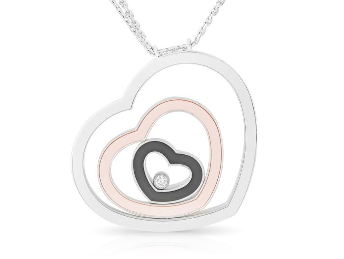 Chopard Happy Spirit Diamond 0.05 ct Coral & Onyx Heart Necklace (1)