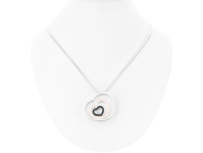 Chopard Happy Spirit Diamond 0.05 ct Coral & Onyx Heart Necklace (3)