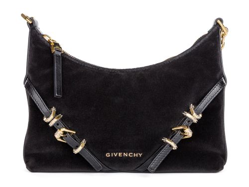 Givenchy Black Voyou Party Velvet Shoulder Bag