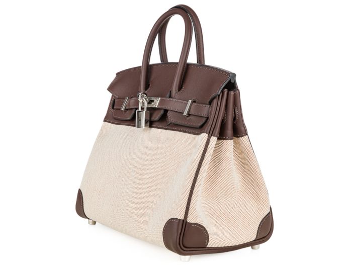 Hermes Birkin Ecru Mocha Swift & Toile 25cm Bag - Image 2