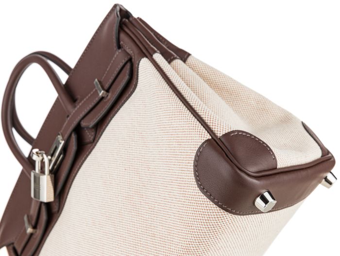 Hermes Birkin Ecru Mocha Swift & Toile 25cm Bag - Image 4