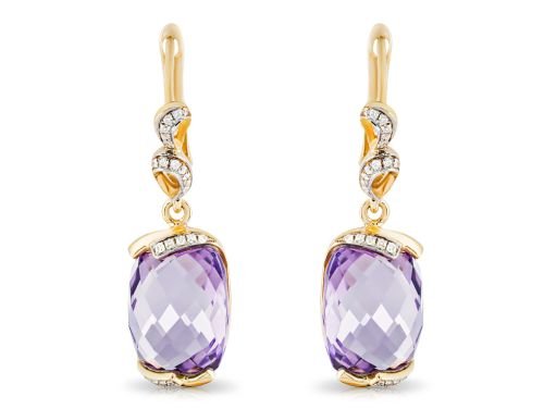 Purple 9.43ct Amethyst & 0.11ct Diamond Drop Earrings (1)