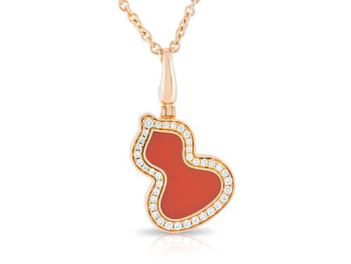 Qeelin Wulu Necklace set with Red Agate and Diamonds (1)