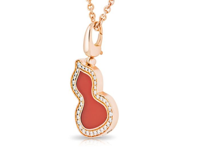 Qeelin Wulu Necklace set with Red Agate and Diamonds 0.191 ct - Image 2