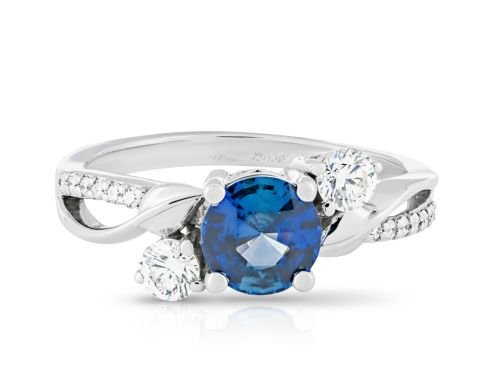 0.80ct Blue Sapphire & 0.20ct Diamond Twisted Ring (1)