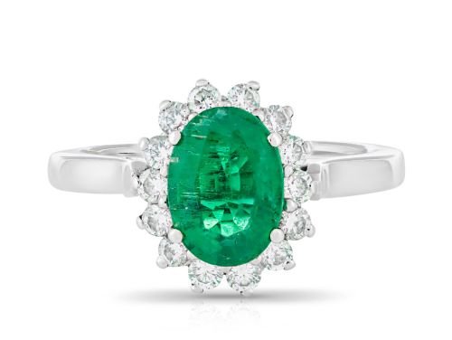 1.44 ct Emerald & 0.40ct Diamond Ring in 18ct White Gold (1)