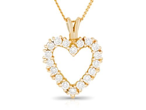 18ct Yellow Gold 0.90ct Diamond Heart Pendant Necklace (1)