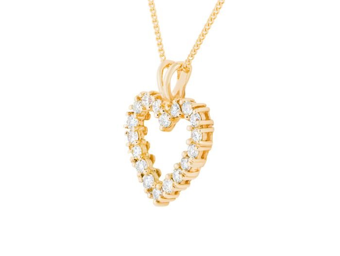 18ct Yellow Gold 0.90ct Diamond Heart Pendant Necklace - Image 2