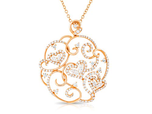 2.01ct Diamond Floral Heart Pendant Necklace (1)