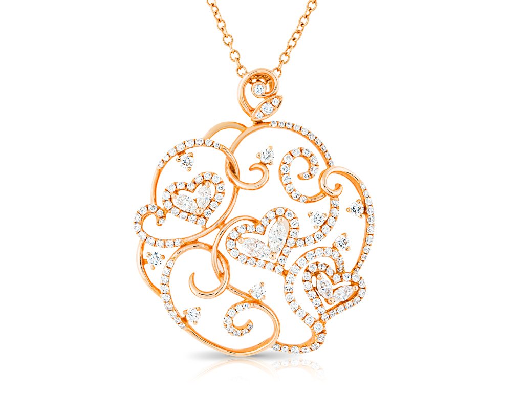 2.01ct Diamond Floral Heart Pendant Necklace (1)