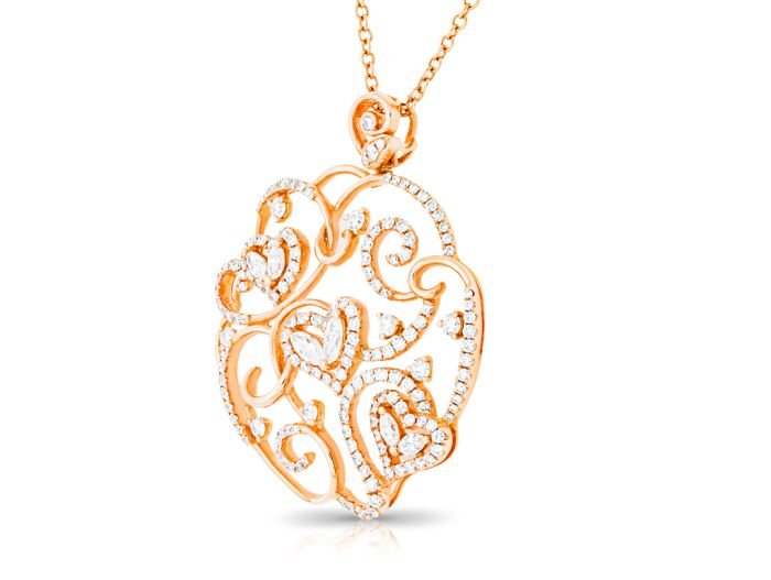 2.01ct Diamond Floral Heart Pendant Necklace - Image 2