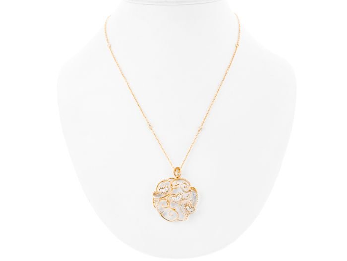 2.01ct Diamond Floral Heart Pendant Necklace