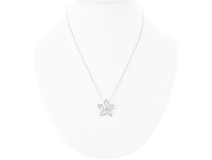 Diamond Flower Pendant Stamped 18k on Chain - Image 3