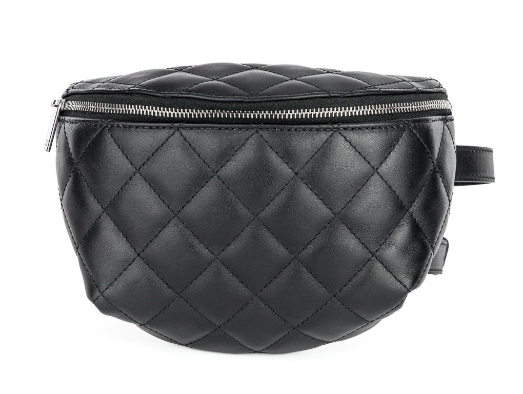 Chanel Uniform Black Quilted Belt Bum Bag