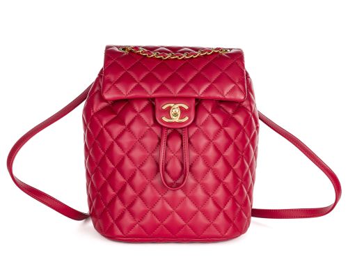 Chanel Dark Red Lambskin Quilted Small Urban Spirit Backpack
