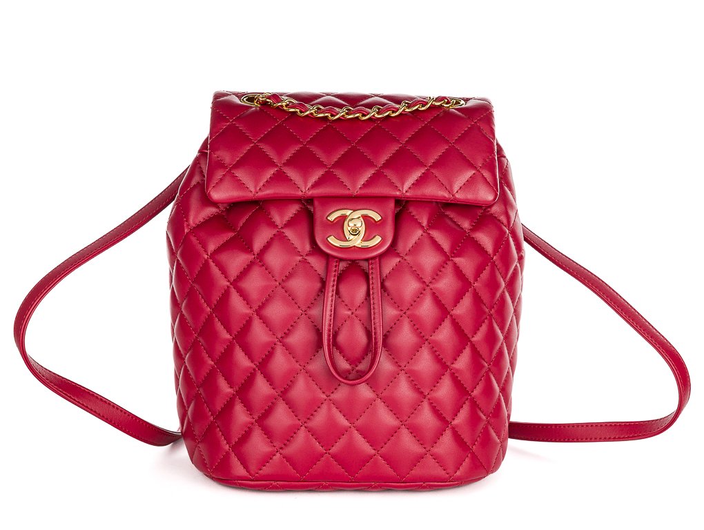 Chanel Dark Red Lambskin Quilted Small Urban Spirit Backpack