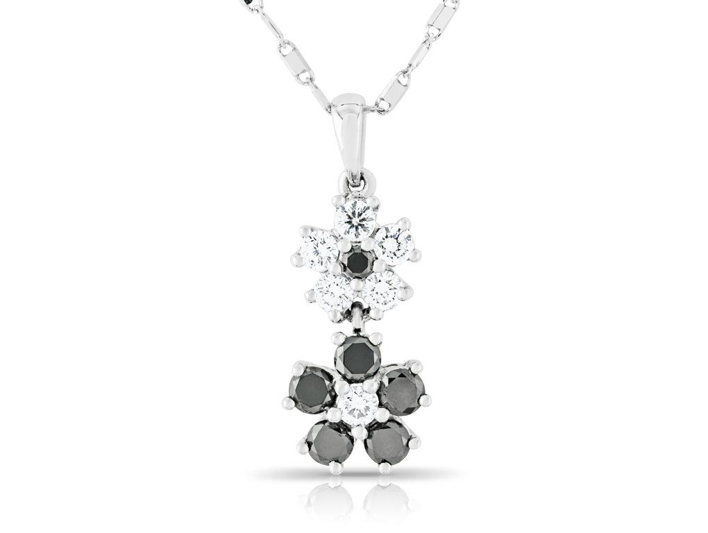 Black & White Diamond Flower Necklace (1)