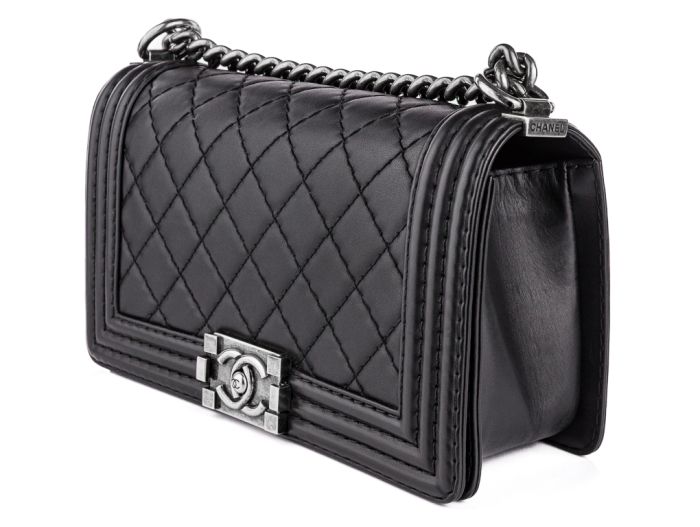 Chanel Black Leather Stiched Medium Boy Bag - Image 2