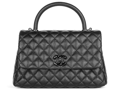 Chanel Caviar Black Coco Top Handle Flap Bag