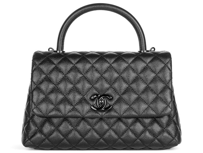 Chanel Caviar Black Coco Top Handle Flap Bag