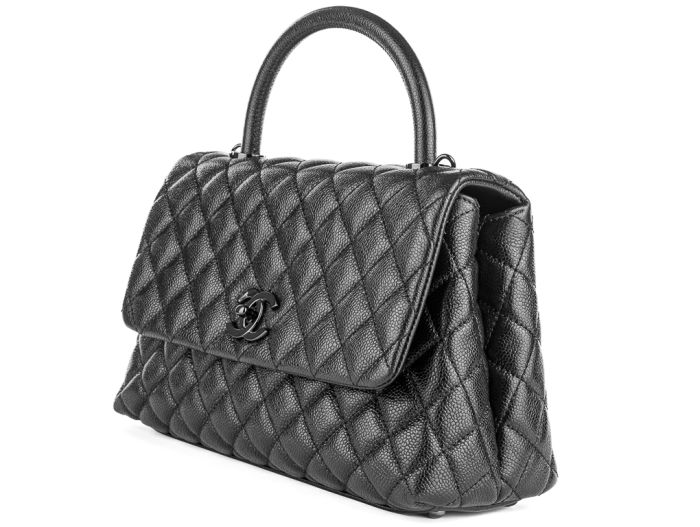 Chanel Caviar Black Coco Top Handle Flap Bag - Image 3