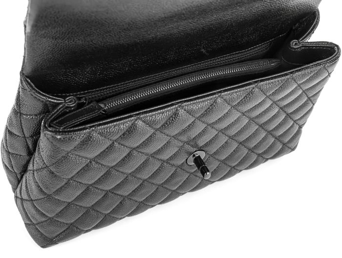 Chanel Caviar Black Coco Top Handle Flap Bag - Image 2