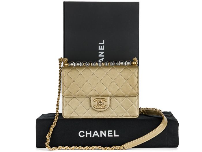 Chanel Gold Lambskin Chic Pearl Bag (1)
