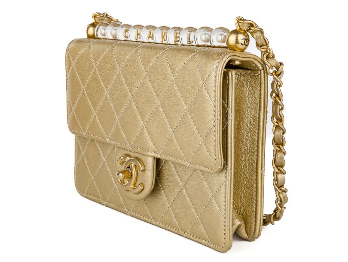 Chanel Gold Lambskin Chic Pearl Bag - Image 2