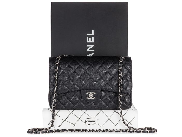 Chanel Jumbo Caviar Double Flap Black Leather Bag - Image 6