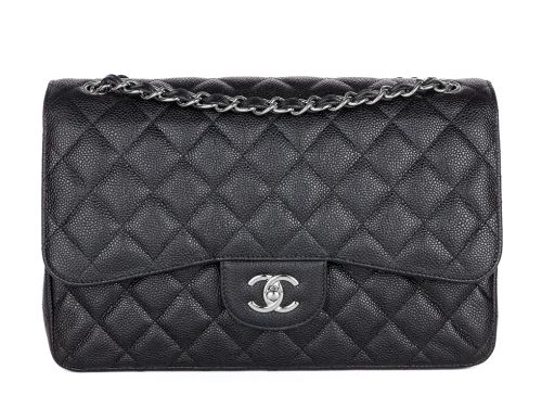 Chanel Jumbo Caviar Double Flap Black Leather Bag