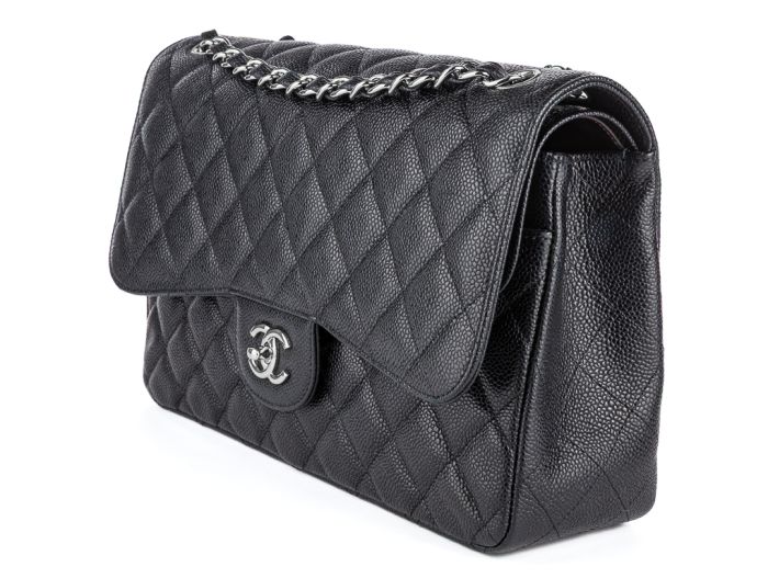 Chanel Jumbo Caviar Double Flap Black Leather Bag - Image 2