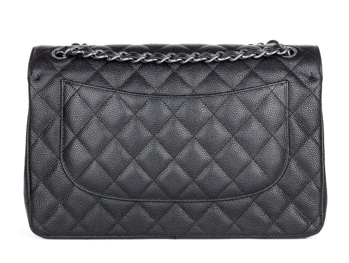 Chanel Jumbo Caviar Double Flap Black Leather Bag - Image 3